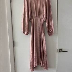 Astr Pink Long Sleeve V-Neck Gown